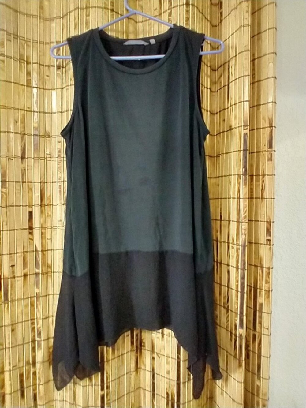 Athleta Black Sleeveless Mixed Media Tunic Top Size L